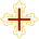Decorative cross with yellow border and red center on a transparent background